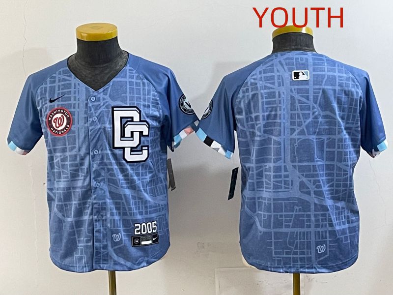 Youth 2025 Washington Nationals Blank Blue Joint Name Nike MLB Jersey style 3->youth nfl jersey->Youth Jersey